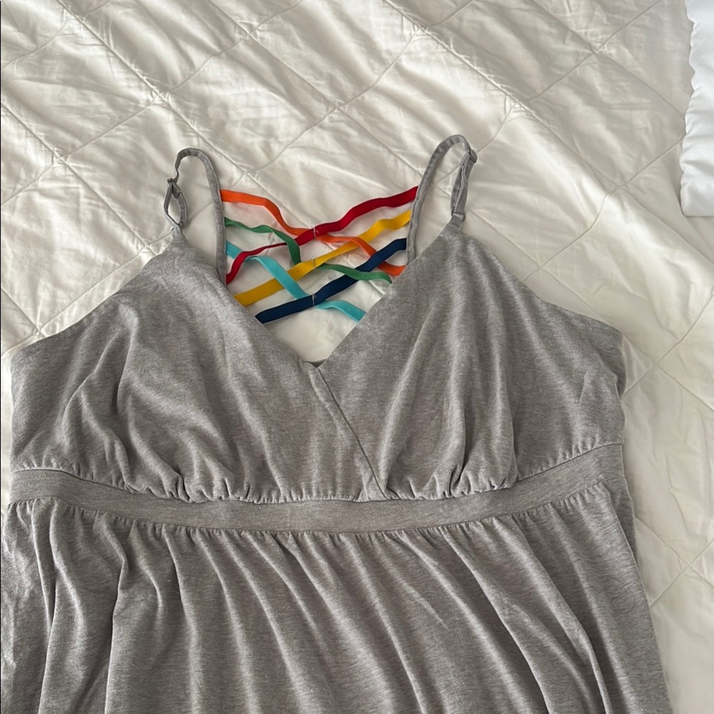 Cacique Red and Gray Chemise Strappy Back Sleepwear